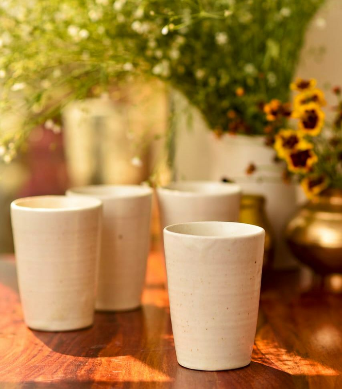 Speckled Off White Handmade Tumblers